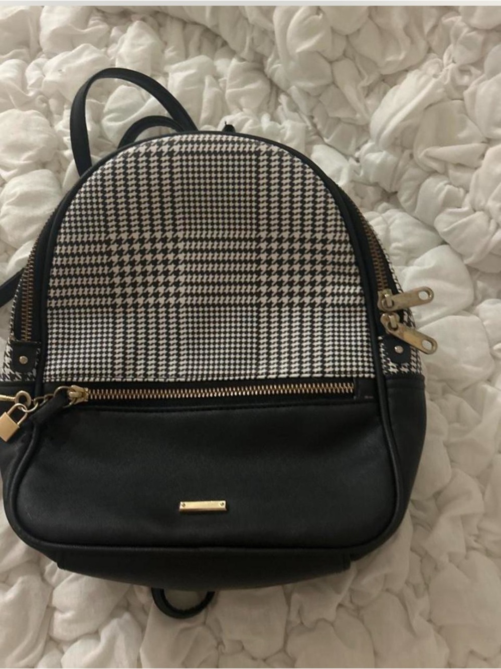 Black Plaid Mini Backpack - Classic Women's Bag
